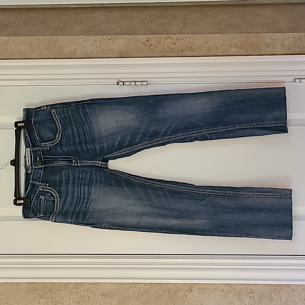 BKE Aiden Straight Leg Blue Jeans Raw Hem Size 30R